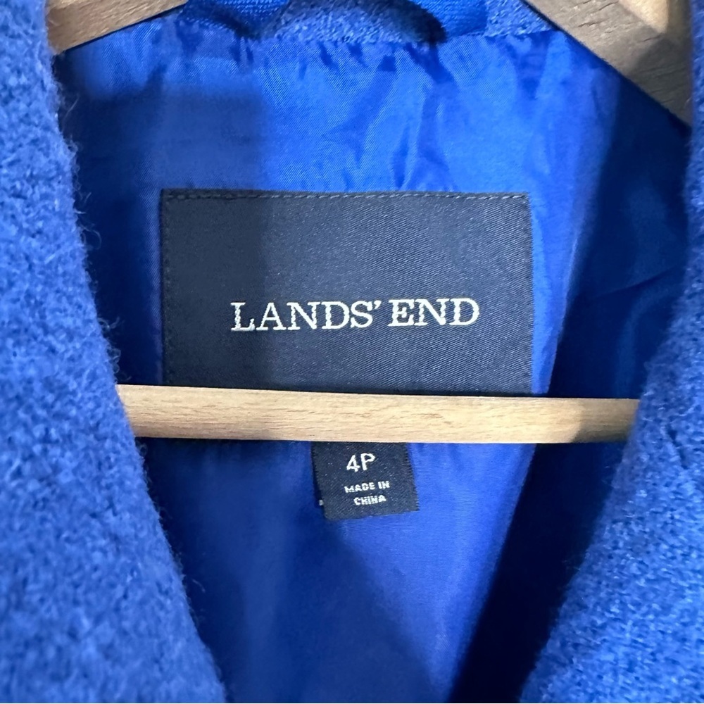 Lands’ End | Royal Blue Boiled Wool Button Down Winter Dress Coat Size 4P - Picture 8 of 9